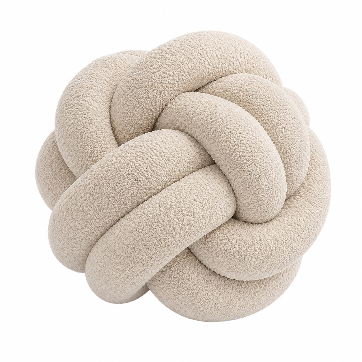 Cuscino decorativo annodato 30 cm in tessuto bouclé beige