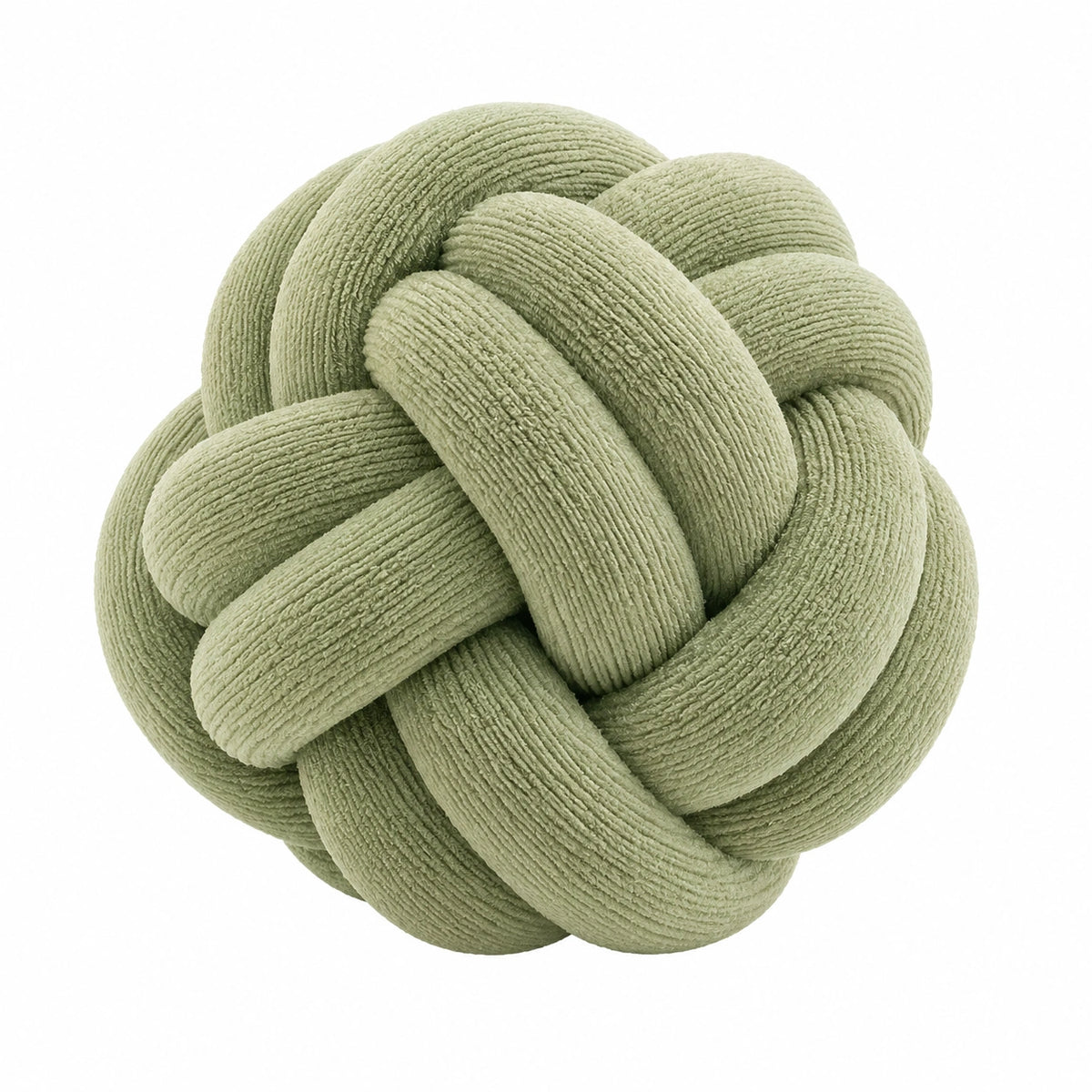 Cuscino decorativo a nodo 30 cm in tessuto a coste verde salvia
