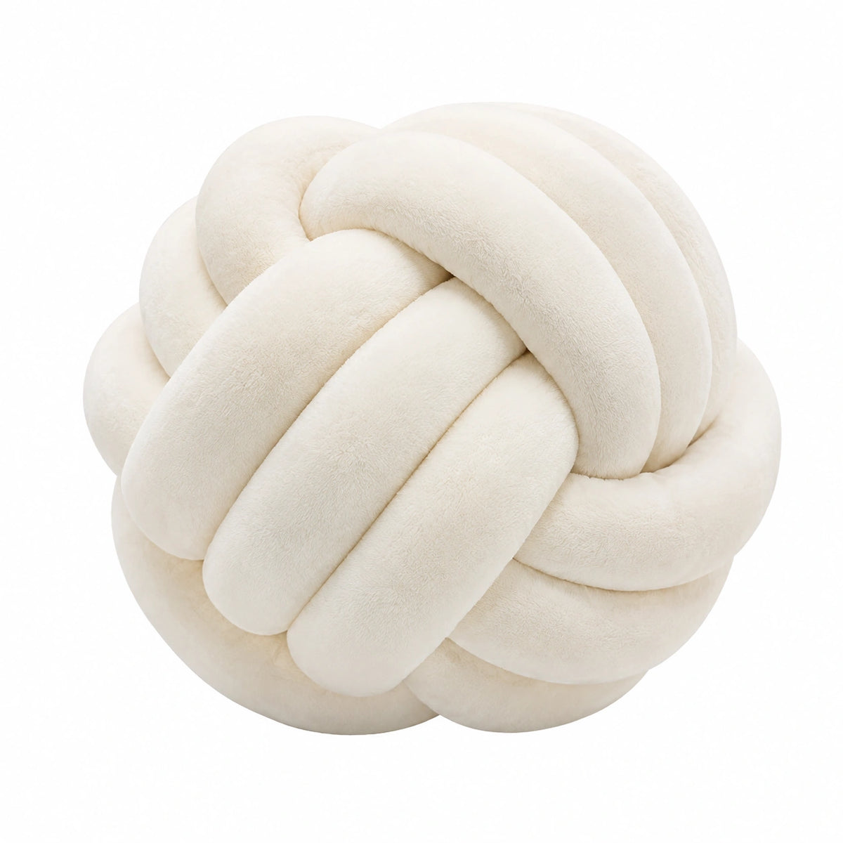 Cuscino decorativo rotondo 30 cm in peluche color crema - nodo intrecciato