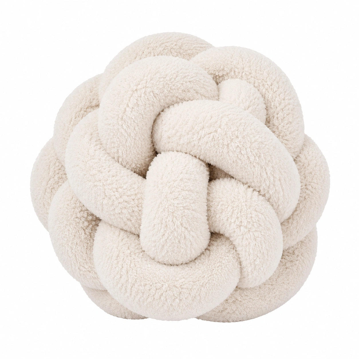 Cuscino decorativo a nodo 35 cm in tessuto bouclé avorio - morbido
