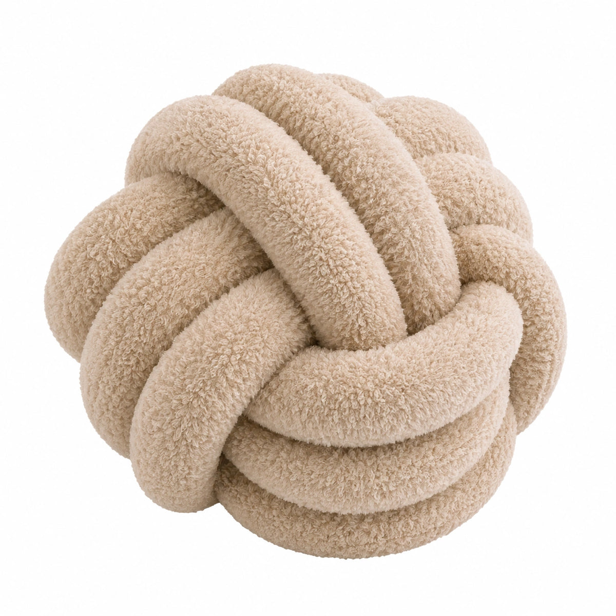 Cuscino decorativo annodato 30 cm in tessuto bouclé beige - morbido per divano e letto