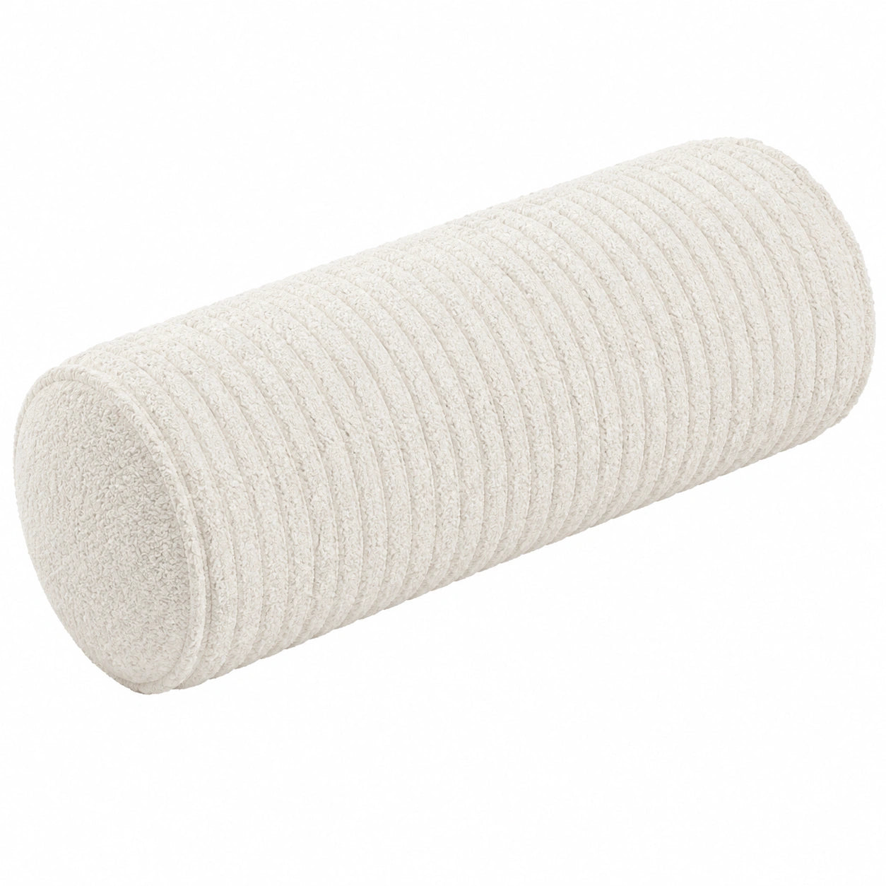 Cuscino cilindrico 20 x 50 cm in tessuto bouclé avorio - supporto decorativo moderno