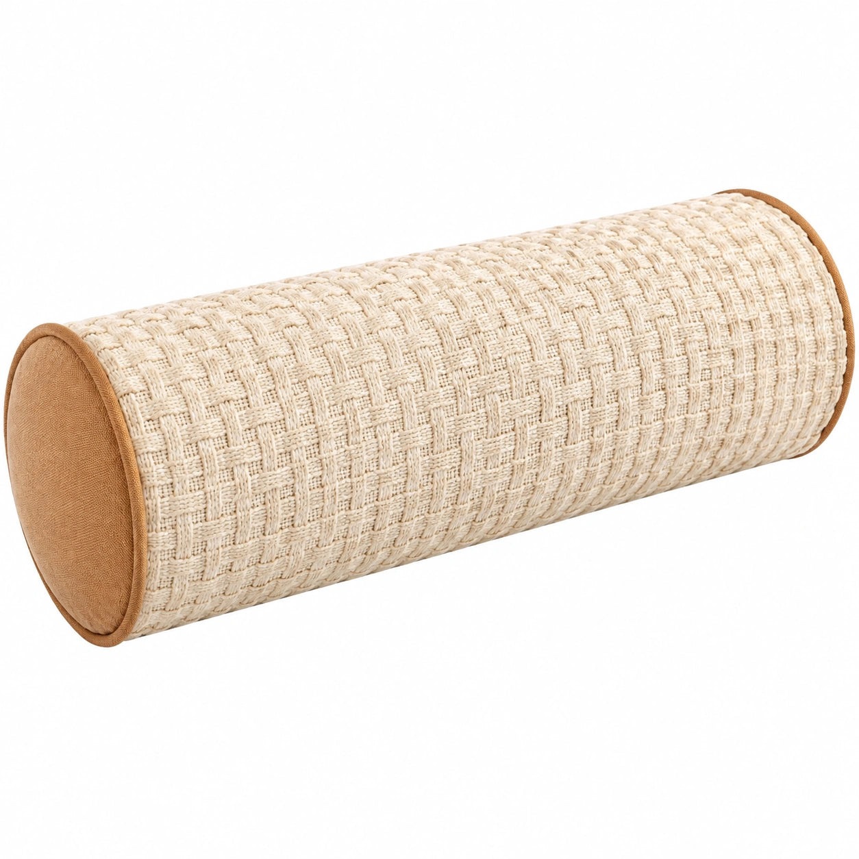 Cuscino cilindrico 20 x 50 cm in tessuto beige e marrone stile decorativo