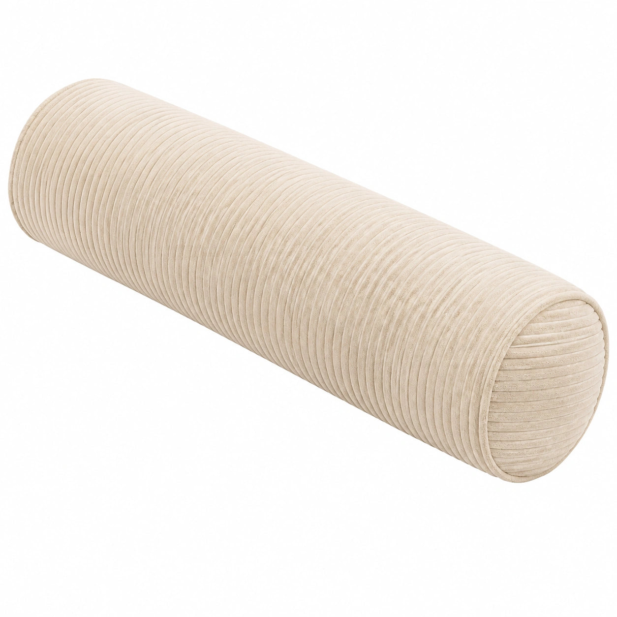 Cuscino cilindrico 70 x 20 cm in tessuto a coste beige - supporto decorativo