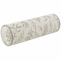 Cuscino cilindrico 15 x 45 cm in tessuto beige e verde con motivo botanico decorativo