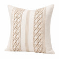 Cuscino decorativo 45 x 45 cm in tessuto beige con intrecci in rilievo stile rustico