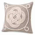 Cuscino decorativo 45 x 45 cm in tessuto grigio tortora con cordoncino crema stile marinaro