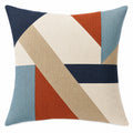 Cuscino decorativo 45 x 45 cm in tessuto blu beige arancione e azzurro geometrico