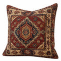 Cuscino decorativo 45 x 45 cm in tessuto rosso beige con motivo geometrico