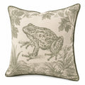 Cuscino decorativo 45 x 45 cm in tessuto beige e verde con stampa rana stile botanico
