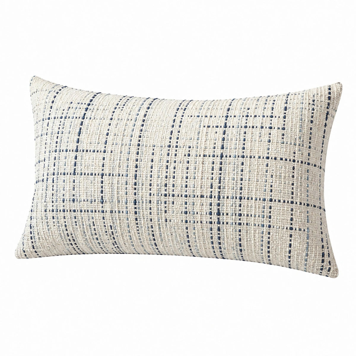 Cuscino decorativo 50 x 30 cm in tessuto beige/blu con motivo geometrico