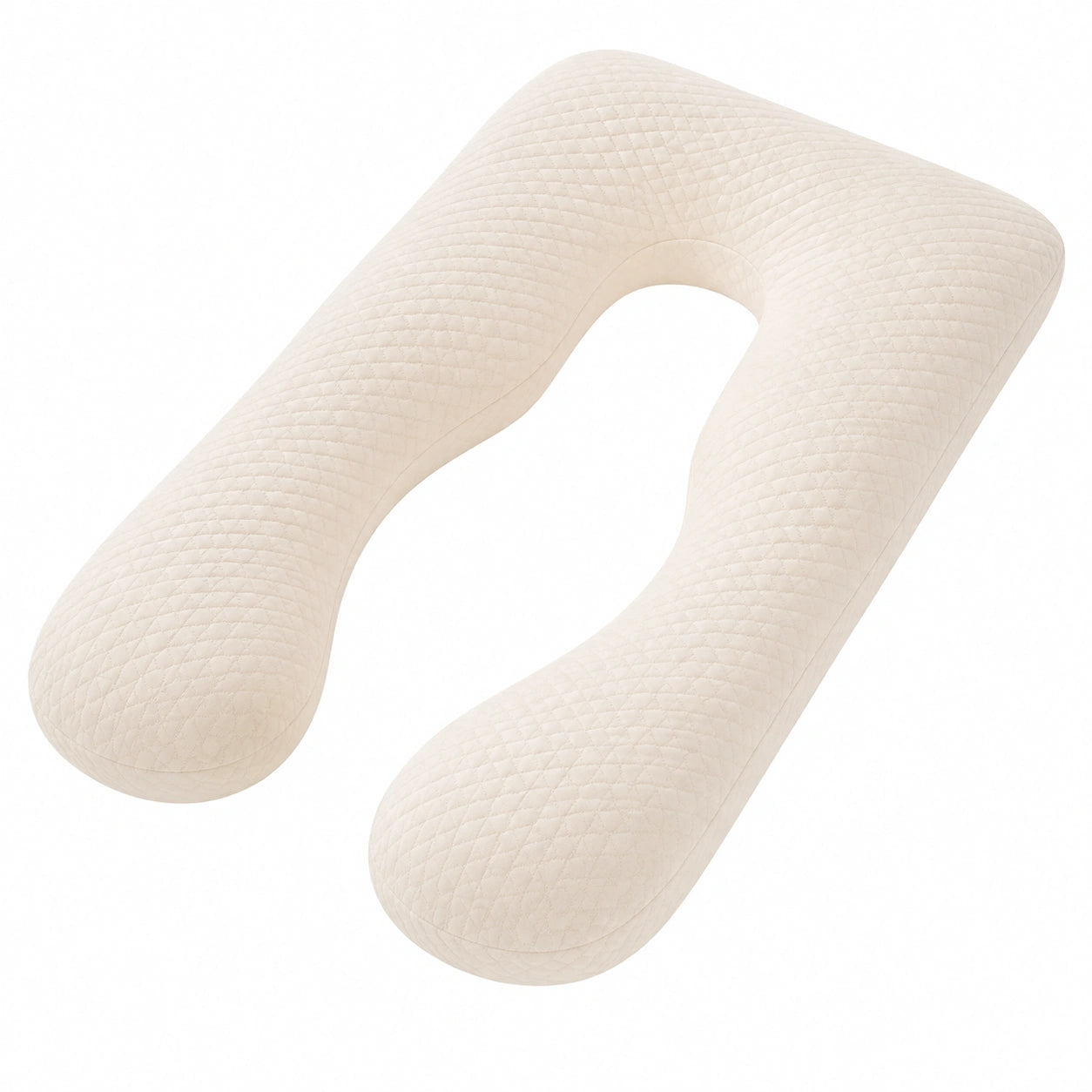 Cuscino gravidanza a U 140 cm in tessuto trapuntato avorio per supporto corpo