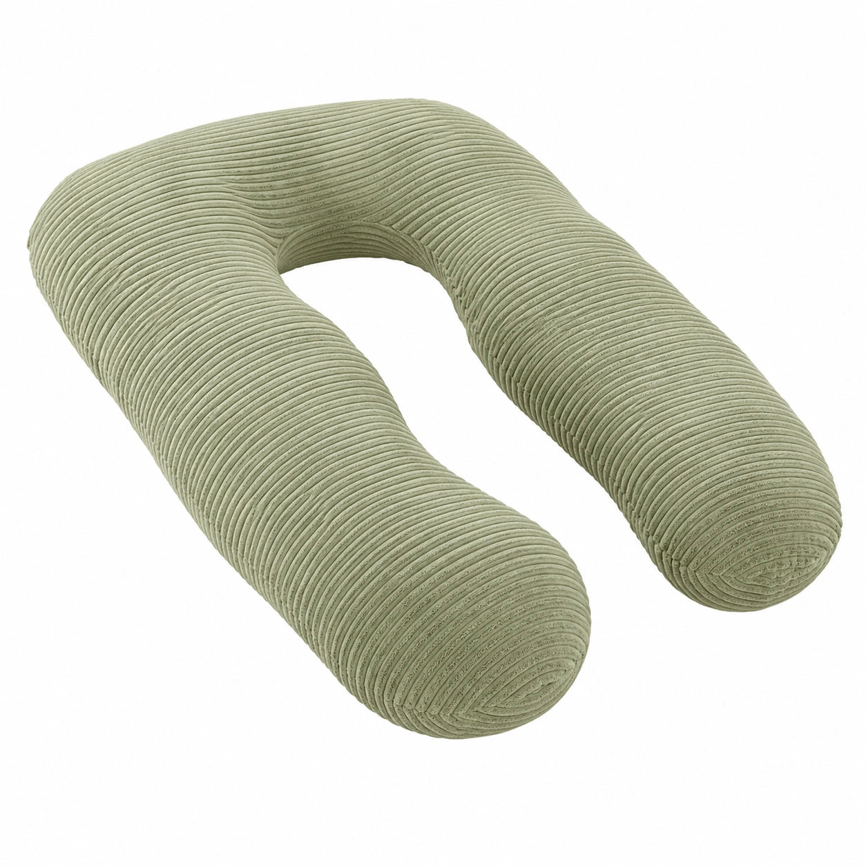Cuscino gravidanza a U 140 cm in velluto a coste verde salvia - supporto corpo