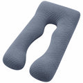 Cuscino gravidanza a U 140 cm in tessuto trapuntato blu grigio per supporto corpo