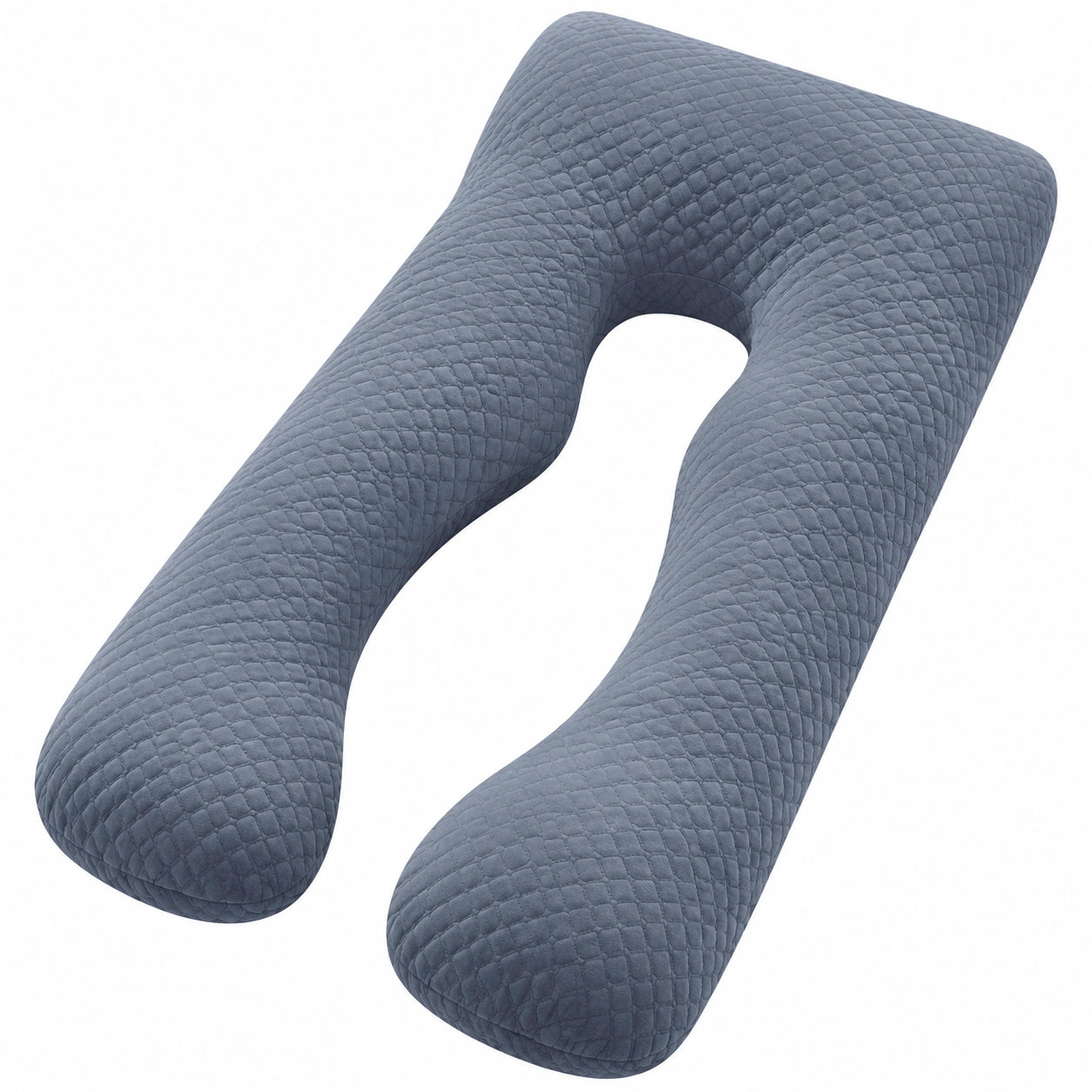 Cuscino gravidanza a U 140 cm in tessuto trapuntato blu grigio per supporto corpo