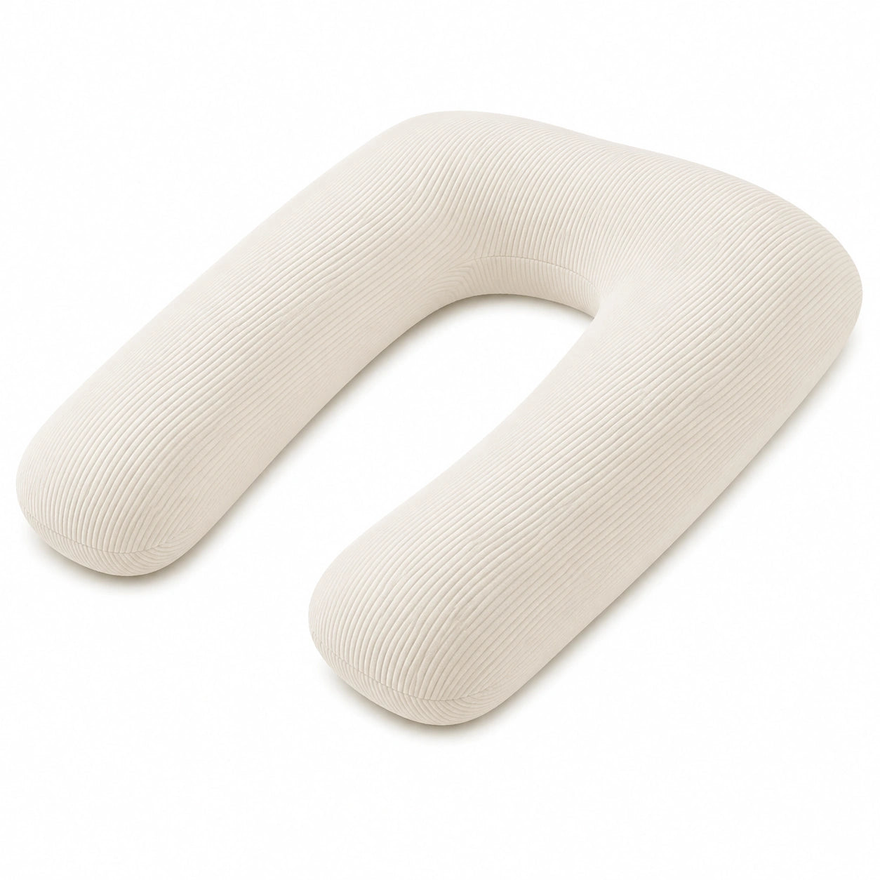 Cuscino gravidanza a U 130 cm in tessuto a coste color crema per supporto corpo