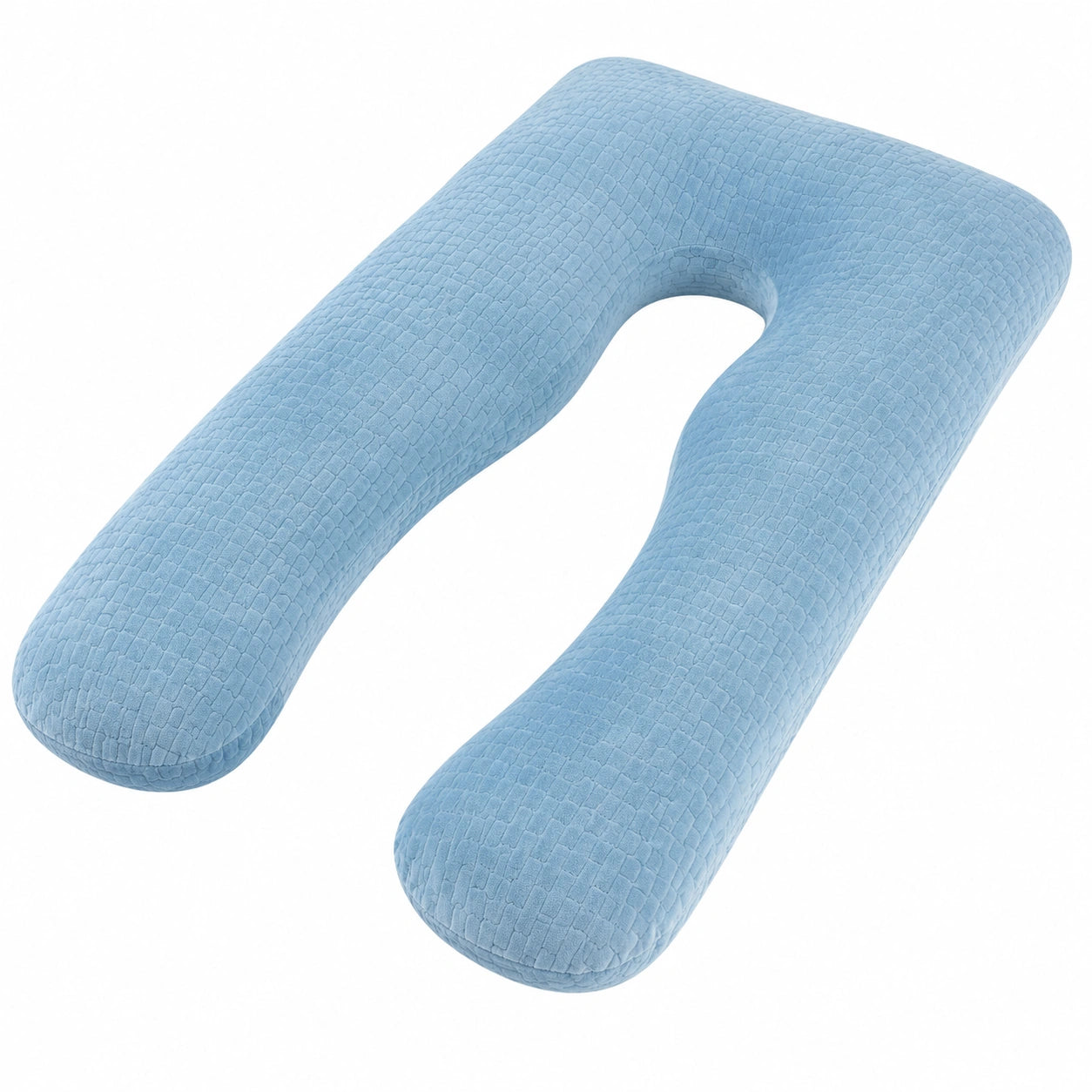Cuscino a U 140 cm in poliestere azzurro per gravidanza e riposo