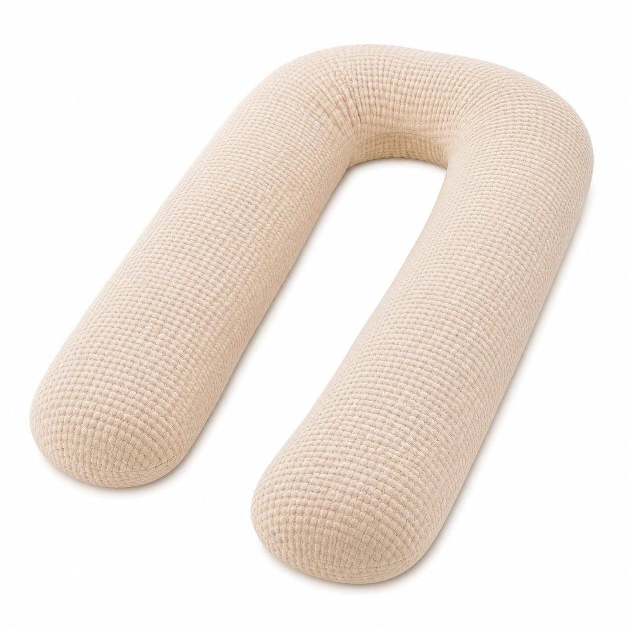 Cuscino gravidanza a U 140 cm in tessuto beige per supporto corpo