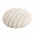 Cuscino decorativo rotondo 45 cm in pelliccia sintetica avorio a coste morbido