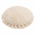 Cuscino rotondo 45 cm in cotone crema - stile boho decorativo